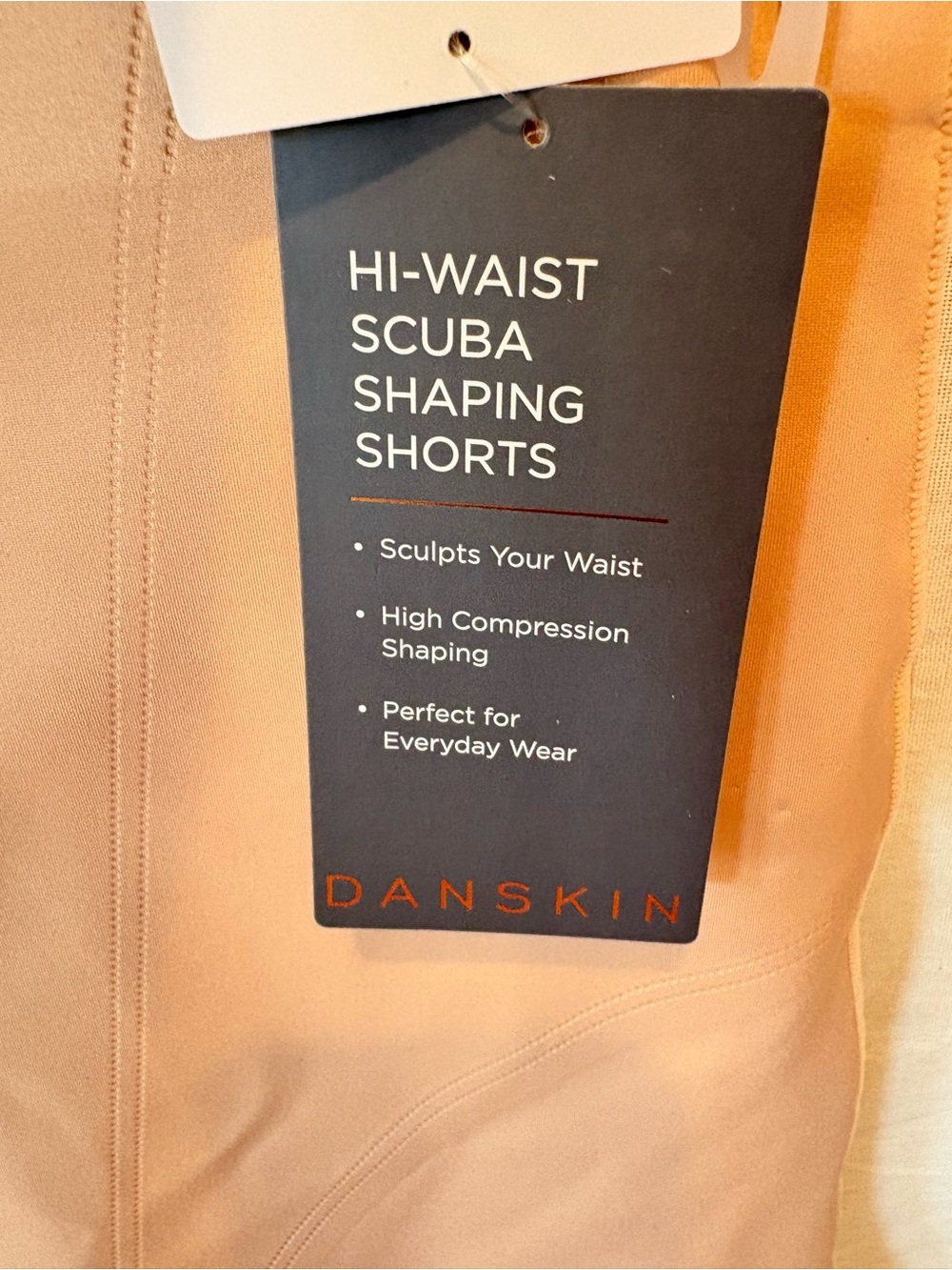 2 Danskin Women’s Hi-Waist Scuba Shaping Shorts— Nude and Black Size Small - Picture 4 of 6